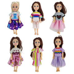 Kawaii 6 Items/Lot Kids Toys 5.5 Inch Little Girs Boys Fashion Clothes Dress Accessories For Girls DIY Birthday Christmas Gift