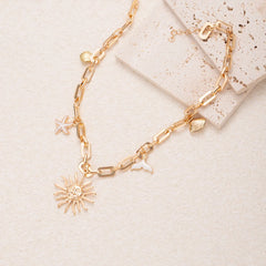Seestern-Meerjungfrauen-Halskette für Damen, Sommer, Boho-Stil, Anhänger aus Legierung, Schlüsselbeinkette, Strandschmuck, Geschenk für sie, Retro-Urlaubsaccessoires