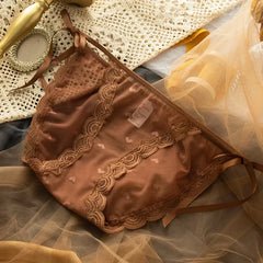 Women's Lace Bow Panties Comfort Hollow Out Briefs Heart Underwear Woman Sexy Pantys Intimates Underpants M L XL