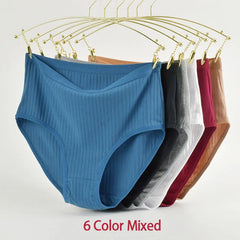 Damen-Unterwäsche aus Baumwolle mit hohem Bund, gestreift, weich und atmungsaktiv, Damenslips, Dessous
