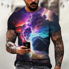 Modische Herren-T-Shirts mit 3D-Linienprint, Streetwear-Design, Kurzarm, Oversized-Schnitt, lässige Sportbekleidung für jeden Tag