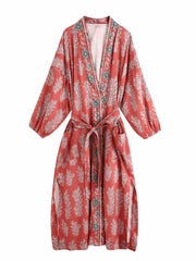 Bohemian Printed Bikini Cover-ups Green Tunic Long Kimono Cardigan Plus Size 2023 Women Beach Wear Swim Suit Cover Up A155