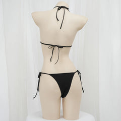 Sexy Bikini 2024 Women Cross Embroidery Split Bathing Suit Underwear Lingerie Goth Swimsuit Low Waist Bikinis Beach Swimwear