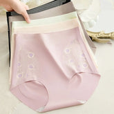 Lingerie Flower Slimming Shapewear Ice Silk High Waist Body Shaping Briefs Underpants Seamless Tummy Control Underwear Female