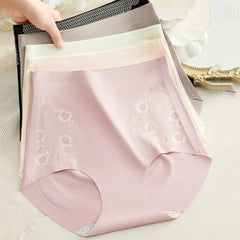 Lingerie Flower Slimming Shapewear Ice Silk High Waist Body Shaping Briefs Underpants Seamless Tummy Control Underwear Female