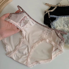 תחתוני נשים רכים וסקסיים תחרה תחתונים שקופים למחצה נושם מותן בינוני צבע איות נוח תחתונים דקים אינטימיים