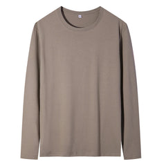 2025 אביב קיץ גברים O-צוואר חולצת טריקו ארוך שרוול חולצת טי זכר מוצק חולצת טי גבר בגדי גברים לנשימה חולצות טי