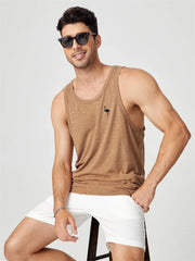 2024 Men's Summer O-neck Vest Breathable Coconut Leaf Print Sports Fitness Vest Quick Dry Hawaiian Sleeveless Vest For Men