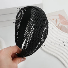 Boho-Strohhaarband mit Kreuzknoten, breitkrempig, handgewebt, ideal für Reisen und Urlaub