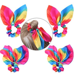 Haaraccessoires mit Schleife, Haargummis für Mädchen und Frauen, elastische Haargummis, elastische Regenbogen-Haargummis, Haargummis, Pferdeschwanzhalter