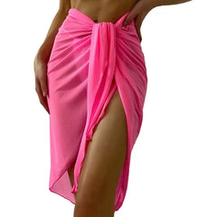 Summer Beach Dress Wrap Sheer Wrap Knot Waist Swimsuit Cover Up Skirt Bikini Wraps Scarf Swimwear Cover Ups Women Bikini Shawls