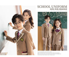 Boys School Uniform Girls Jacket Khaki Skirt Shirt Tie Suits Kids Formal Dress Tuxedo Toddler Clothes Sets Child Student Outfits
