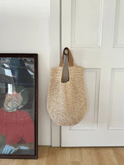 Women Beach Vintage Handmade Woven Shoulder Bag Raffia Rattan Shopping Bags Bohemian Ladies Summer Travel Vacation Casual Totes