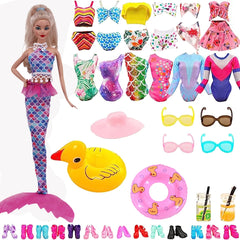 Doll Accessories Fishtail Skirt+Swimsuit+Swim Ring+Multiple Accessories,For Babi 11.8inch Doll Beach Accessories Festival Gifts