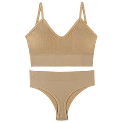 Women Underwear Set Wireless Lingerie Panties Bra Sexy G-String Seamless Tank Crop Top Brassiere New