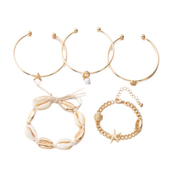 קיץ בוהמי כוכב ים צדף קונכייה צמידי לנשים גברים אופנה צבעוני חרוזים צמיד חוף תכשיטי חג מסיבת אביזרים