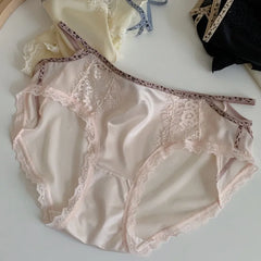 תחתוני נשים רכים וסקסיים תחרה תחתונים שקופים למחצה נושם מותן בינוני צבע איות נוח תחתונים דקים אינטימיים