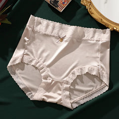 תחתוני נשים חלקים משי קרח קלים לנשימה תחרה תחתונים סקסיים בד משי הרם ירך חלק רך