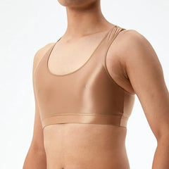 Men Vest Sexy Glossy Silky Sleeveless Racerback Tank Tops Solid Color Skinny Smooth Surface Tops Clubwear Muscle Vests T-Shirt