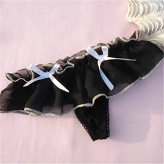 Women Sweet Cute Bow Lingerie Lady Sexy T-Back Thong Lace Ruffled Knickers Soft Panties Female Low Rise Lingerie Girl Underpants