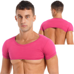 Herren Sport Fitness Top Atmungsaktives Stretch Mini Short Crop Top Party Club Tanz T-Shirt Casual Unifarben Bodybuilding Tops