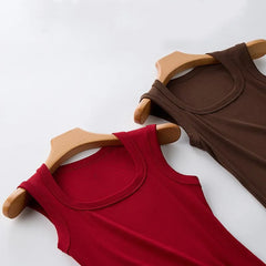 Unisex Tanktop mit eckigem Ausschnitt, gerippt, ärmellos, klassisch weiß/schwarz, elastisch, Sport-Tanktop für Damen und Herren