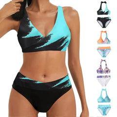 Bikini Sport Style Split Printing Damen Strandbekleidung Zweiteiler High Waist 2025 Damen Badeanzug Strandbekleidung trajes de baño mujer