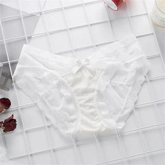 Ultra-thin Women's Underwear Sexy Lace Panties Women's Summer Pure Cotton Briefs Non-marking Mesh Low Waist Large Size Girl Bow