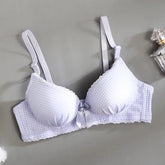 Japanese Underwear Female Small Breasts Gathered Thin Section Underwear Comfortable Breathable Girls Plaid Bra