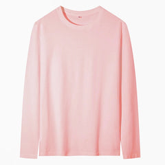 2025 אביב קיץ גברים O-צוואר חולצת טריקו ארוך שרוול חולצת טי זכר מוצק חולצת טי גבר בגדי גברים לנשימה חולצות טי