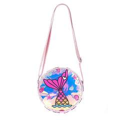 Kids Accessories Summer Lovely Kids Girls Sequin Crossbody Bag 3 Colors Cartoon Printed Round Shoulder Bag with Adjustable Strap