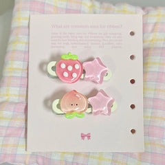 Women's Hair Accessories Kawaii Pink Hairpin Star Peach Strawberry Sweet Girls Bangs Clip Side