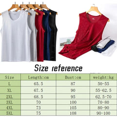 Herren Sommerhemd aus Eisseiden-Mesh, dünn, ärmellos, Rundhalsausschnitt, atmungsaktiv, Sport-Fitness-T-Shirt, Unterteil, koreanisches Tanktop für Männer
