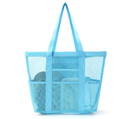 Wasserdichte und sandabweisende Strandtasche aus Netzgewebe – Große Badetasche für Damen, ideal für den Urlaub und als Strandaccessoires