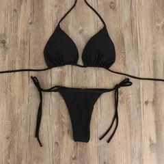 Sexy Bikini Set For Women Summer Split Two-piece Brazilian Swimsuit Lace-up Bra And Thong Female Beachwear