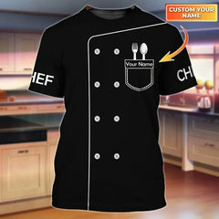 Chef Uniform Pattern T Shirt For Men Customized Name 3D Printed Tees Harajuku Short Sleeve Baggy Street Tops Cool T-shirts