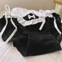 Women's Underwear Panty Sexy Lace Panties Japanese JK Girls Cute Bowknot Kawaii Comfort Briefs Cos Maid Lace Up Female Lingerie
