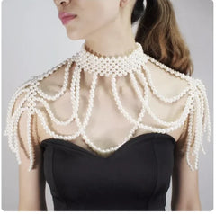 Sexy Accessories Women Bikini Pearl Chest chain Body Chain Jewelry Totally Hand-made Bra Fringed For Beach Nightclub Waist Chain