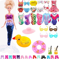 Doll Accessories Fishtail Skirt+Swimsuit+Swim Ring+Multiple Accessories,For Babi 11.8inch Doll Beach Accessories Festival Gifts