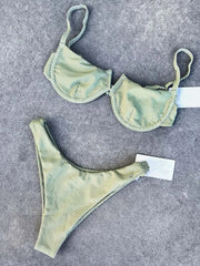 2025 New Sexy V Neck Bikini Swimwear Women Two Pieces Swimsuit Push Up Bikini Set Brazilian Bathing Suit Beachwear Swimming Suit