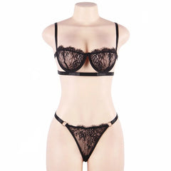 Sexy Transparent Lace Bra Women Lingerie Set Crotch Underwear Lingerie Steel Floral Underwire Lingerie Set Lingeries Womens Body