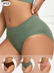 3pcs Women Seamless and Comfortable Large Size Mid Waist Triangle Underwear Made of Pure Cotton Lifting Breathable and Buttocks