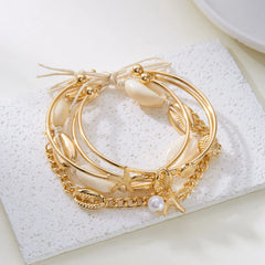 קיץ בוהמי כוכב ים צדף קונכייה צמידי לנשים גברים אופנה צבעוני חרוזים צמיד חוף תכשיטי חג מסיבת אביזרים