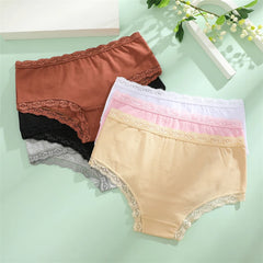 3PCS Women Cotton Lace Underwear Sexy Breathable Solid Panties S-XXL Low-Waist Seamless Briefs Girls Sports Soft Lingerie New