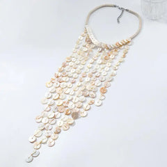 Bead Handmade Woven Shell Tassel Necklace Summer Beach Style Multi-layered Collarbone Chain Women's Fashion Jewelry Accessories