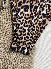 Sexy Bikini-Set mit Leopardenmuster für Damen – Neckholder-Badeanzug mit hohem Triangel-Ausschnitt – Trendiges Strand-Bade-Set (neu)