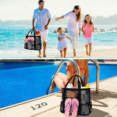Wasserdichte und sandabweisende Strandtasche aus Netzgewebe – Große Badetasche für Damen, ideal für den Urlaub und als Strandaccessoires
