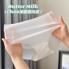 Nahtlose Sommerunterwäsche aus Eisseide für Damen, ultradünn, schnelltrocknend, 3D-Pfirsichfarben, Fitness-Slips