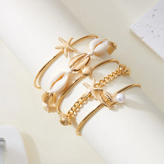 קיץ בוהמי כוכב ים צדף קונכייה צמידי לנשים גברים אופנה צבעוני חרוזים צמיד חוף תכשיטי חג מסיבת אביזרים