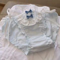 Women's Underwear Panty Sexy Lace Panties Japanese JK Girls Cute Bowknot Kawaii Comfort Briefs Cos Maid Lace Up Female Lingerie